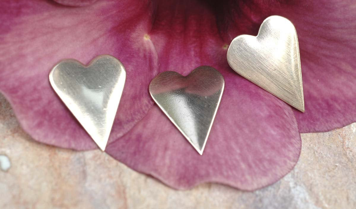 Pointy Heart Shape, 22.3mm x 16.5mm Blanks Cutout for Enameling Stamping Texturing, Variety of Metals, - 6 pieces