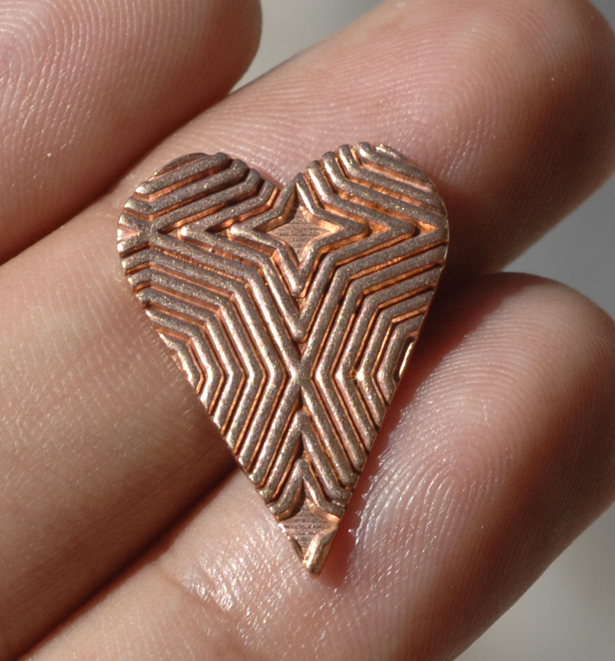 Pointy Heart Blank with Texture 22mm x 16mm Variety of Metals, Charms for Jewelry Making Metalworking - Jewelry Supplies 6 Pieces