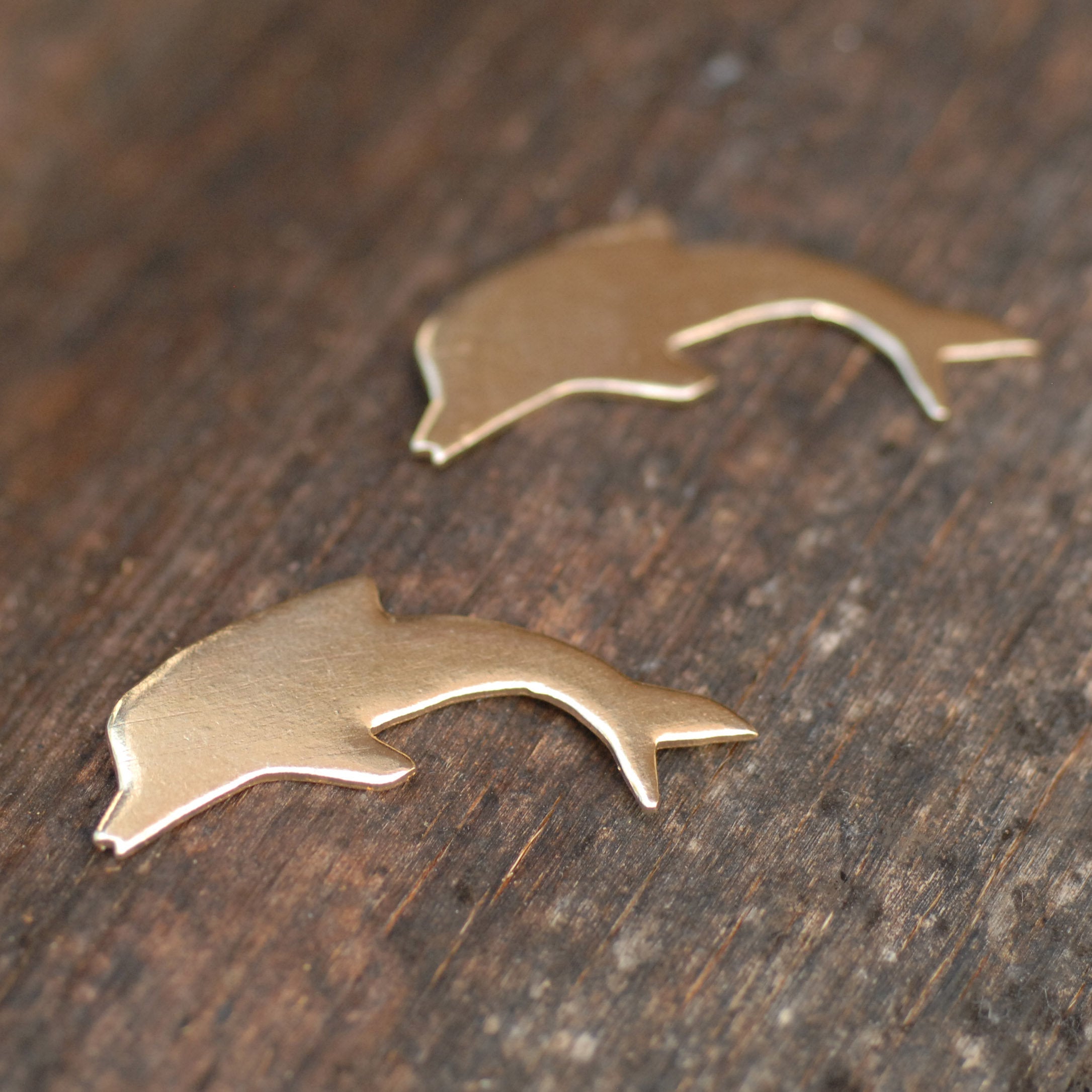 Dolphin Shapes 33mm x 22mm Metal Blanks - Solid Bronze