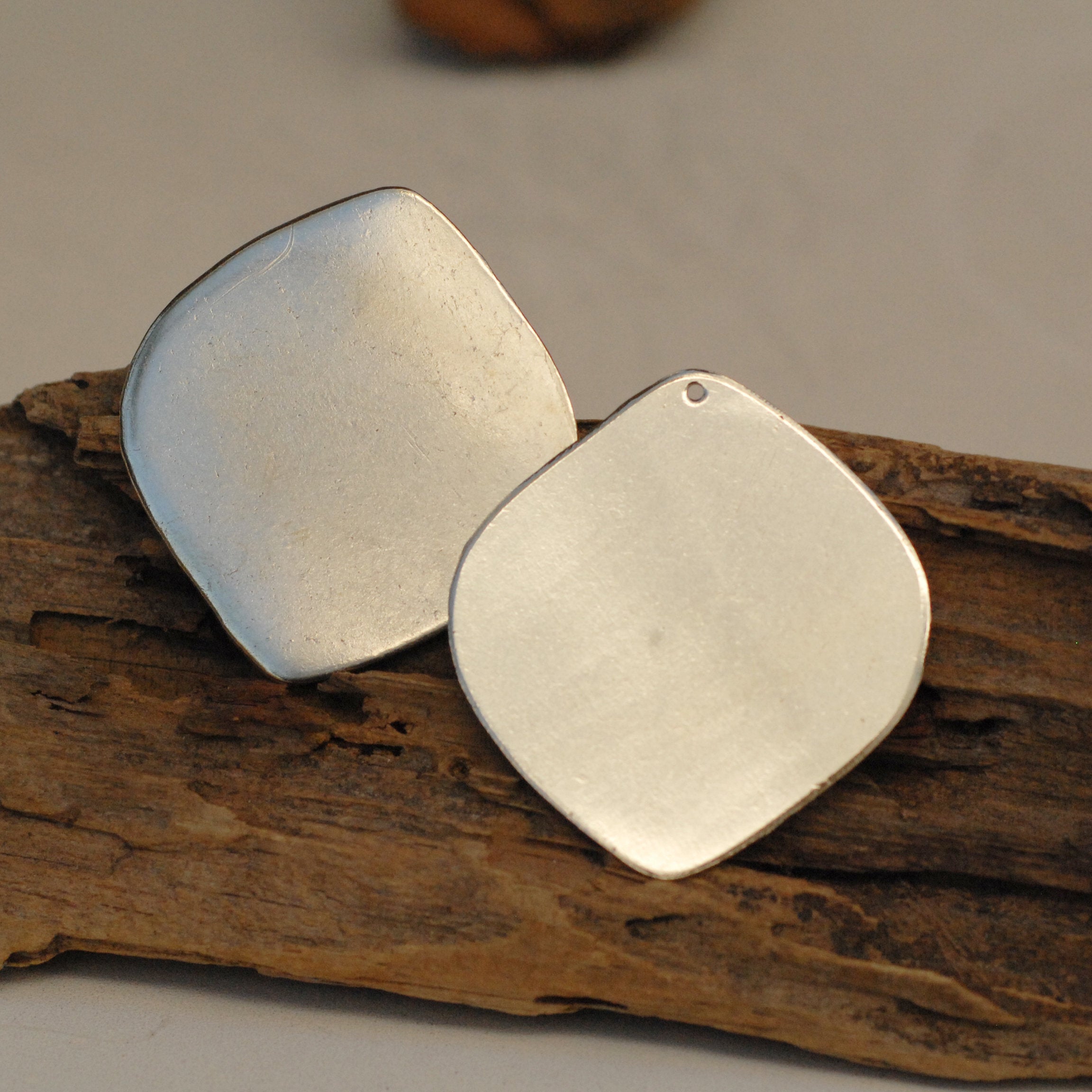 Organic freeform wide oval shapes - metal blanks for hand stamping - nickel Mexican silver