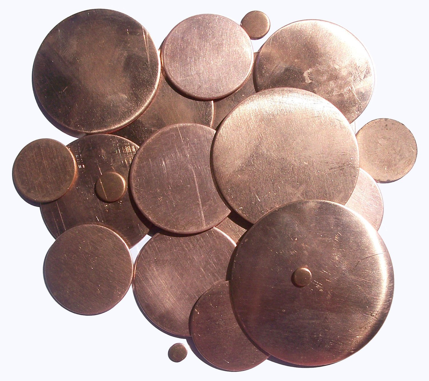 10 Metal Stamping Blanks Copper Round Circle Discs 24 Gauge Flat