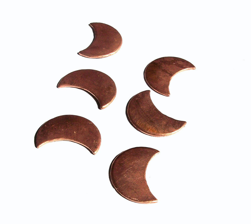 Copper Moon Lunas 20mm x 14mm Blank Cutout for Enameling Stamping Texturing Soldering Blanks  6 pieces