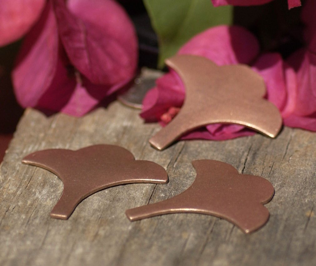 Copper Arabic Fan Charms Shape Cutout Blank for Enameling Stamping Texturing Metalworking Jewelry Making - 4 pieces