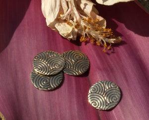 Swirls Pattern Bronze 12mm Disc Polished Textured Blanks Shape - 6 Pieces