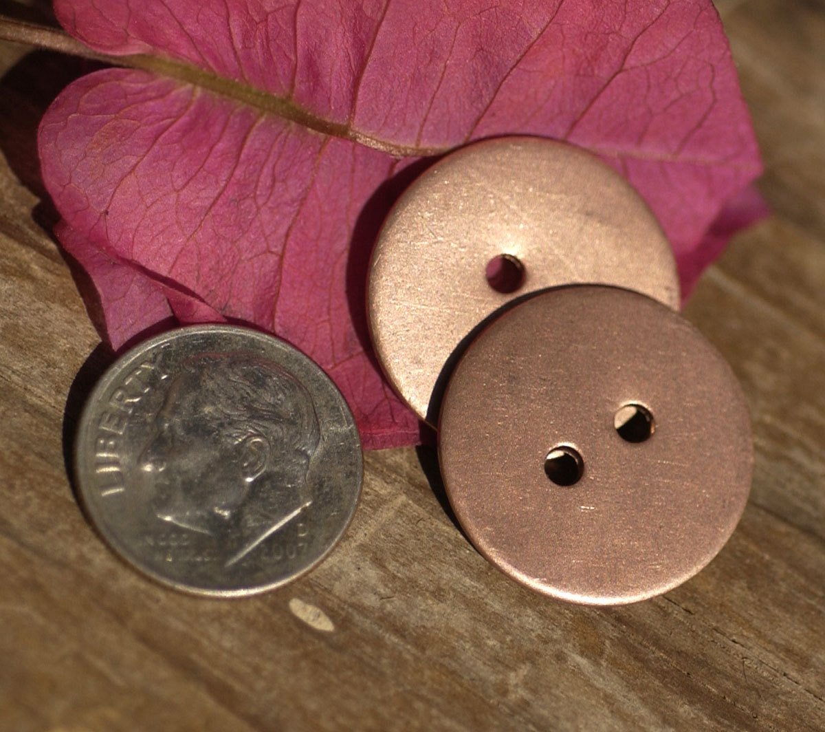 Buttons Copper with two Holes 20mm 20g Blanks Cutout for Enameling Stamping Texturing Blanks Variety Metals