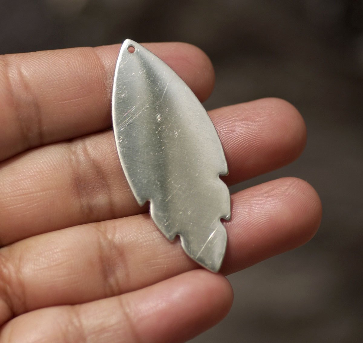 Nickel Silver Leaf Blank - Leaves - Fall Greenery 47mm x 19mm 22g With Hole Cutout Shape Charms for Soldering Stamping Blank