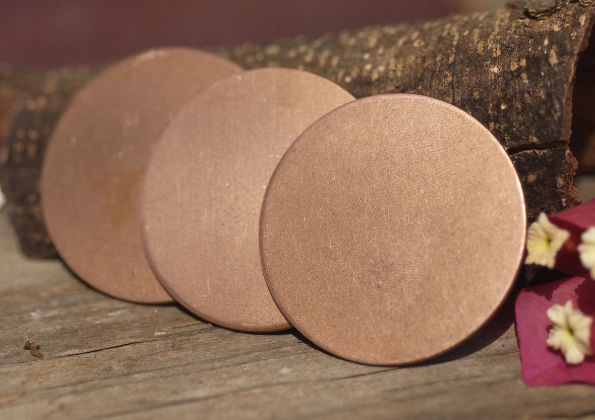 Flat Copper Disc 26G 38mm Enameling Stamping Texturing Soldering Blank, Jewelry Supplies - 5 Pieces