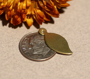 Brass Blank Leaf 20mm x 9mm - Leaves 22G with hole Shape for Blanks Metalwork Stamping Texturing - Jewelry Charm - 6 pieces