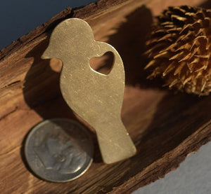 Bronze Blank Perched Bird with Heart for Metalworking Stamping Texturing Blanks