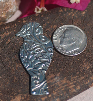 Nickel Silver Perched Bird Blank in Lotus Flowers Texture for Metalworking Enameling Stamping Texturing Blanks - 4 pieces