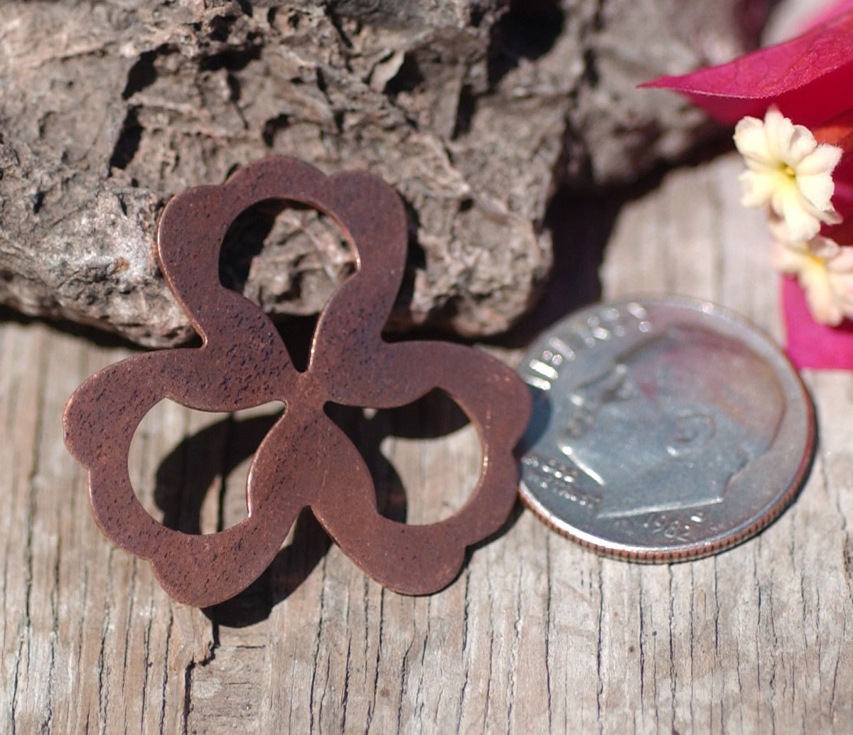 Copper Clover Flower 25mm 22g Cutout Blanks for Enameling Stamping Texturing - 6 pieces