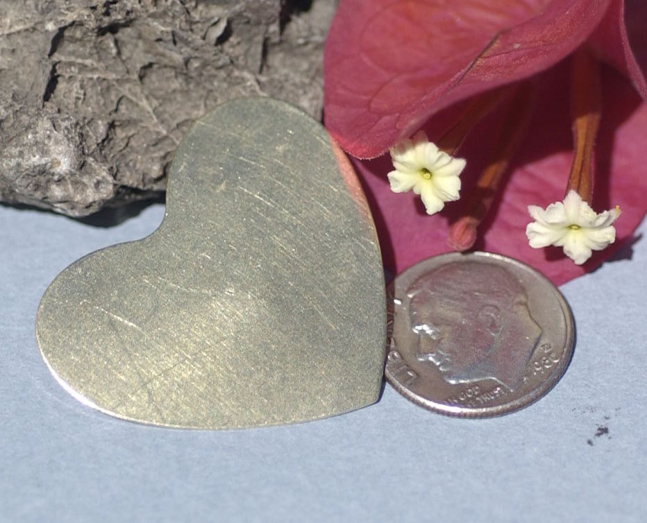 Bronze Heart Classic Blanks 30mm x 33mm 24g Shape Cutout for Stamping Texturing Soldering Jewelry Making Blank - 4 pieces