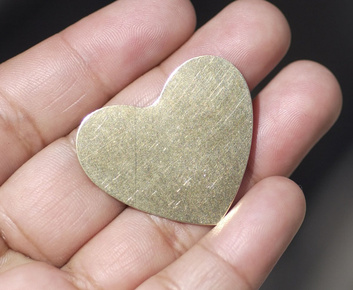 Bronze Heart Classic Blanks 30mm x 33mm 24g Shape Cutout for Stamping Texturing Soldering Jewelry Making Blank - 4 pieces