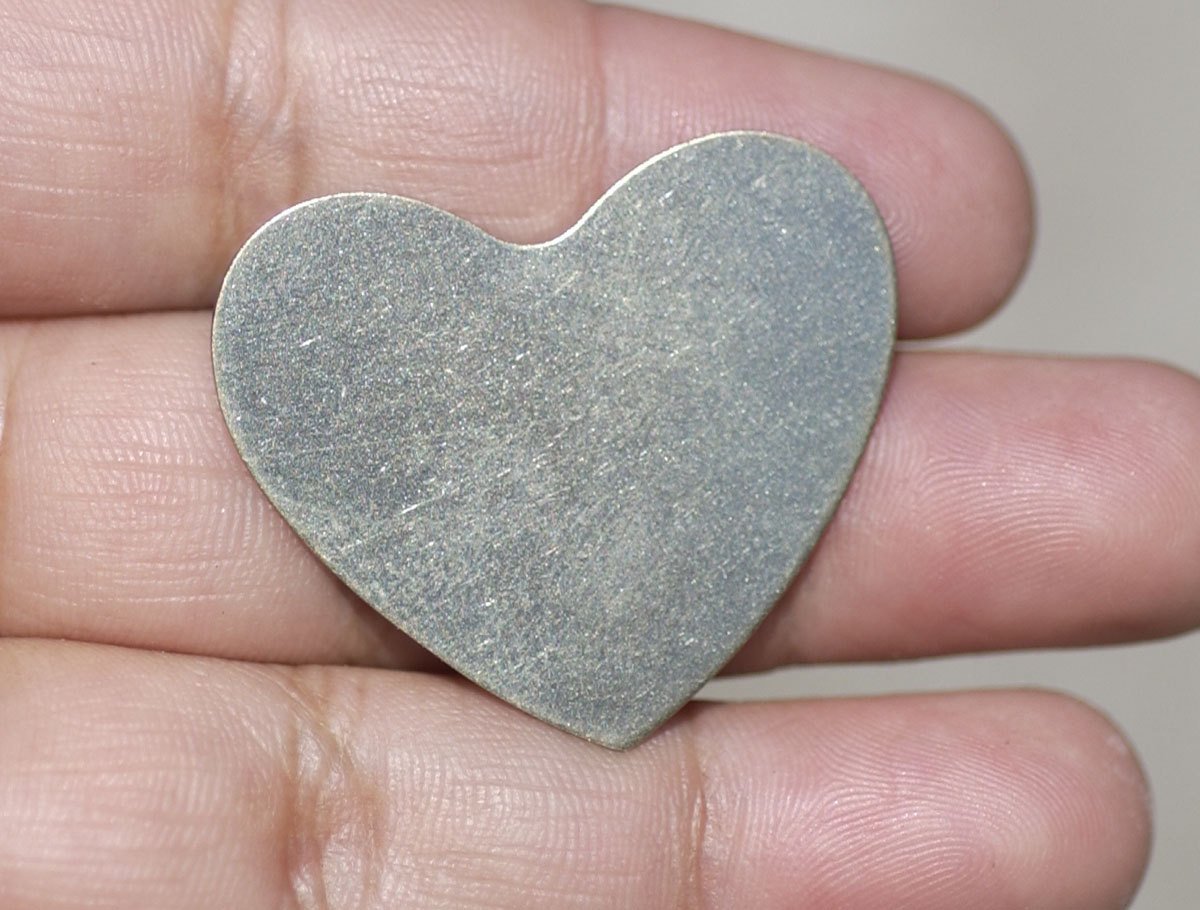 Nickel Silver Heart Classic Blanks 30mm x 33mm 24g Shape Cutout for Stamping Texturing Soldering Jewelry Making Blank