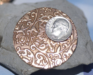 Copper Jewelry Disc 42mm in Pattern 20G for Enameling Soldering Texturing, Metal Supplies - 3 Pieces