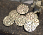 Charms Disc 15mm 20g in Lotus Flowers Texture, Jewelry Supplies, Enameling Blanks - 4 Pieces Bronze or Brass