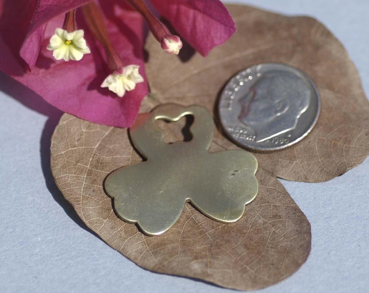 Brass or Bronze Clover Flower with Butterfly 25mm 22g Cutout for Blanks Metalworking Stamping Texturing Blank