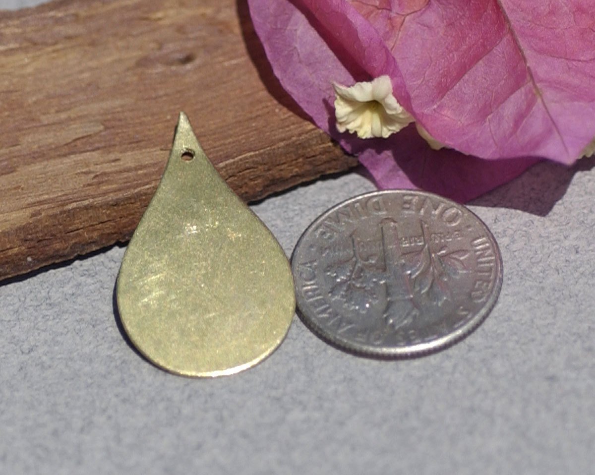 Bronze Pointed Teardrop Blank 24mm x 15mm 24g with Hole Shape for Stamping Texturing Soldering Blanks Polished - 6 pieces