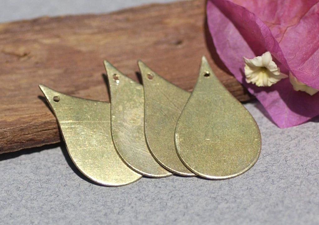 Bronze Pointed Teardrop Blank 24mm x 15mm 24g with Hole Shape for Stamping Texturing Soldering Blanks Polished - 6 pieces