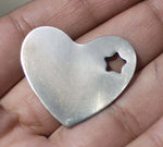 Nickel Silver Heart with Star Classic Blanks 30mm x 33mm 22g Shape Cutout for Stamping Texturing Soldering Jewelry Making Blank - 4 pieces