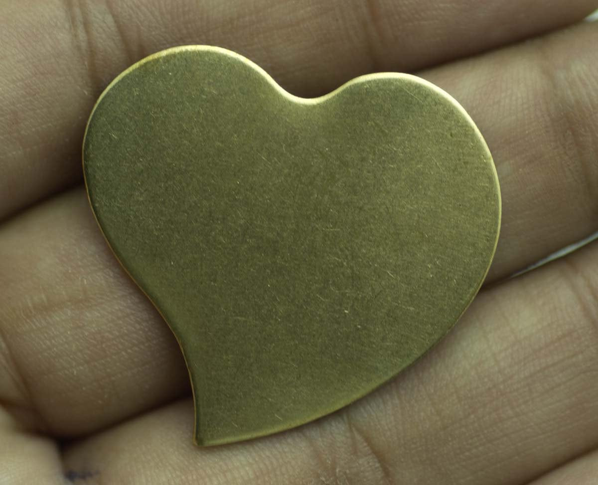 Bronze Blank Heart Whimsy 30mm x 32mm for Stamping Texturing Soldering Shape Charms Jewelry Making Blanks - 4 pieces