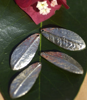 Nickel Silver or Copper or Brass or Bronze Blanks Shapes 24g Antique Hammered Textured Leaf-Leaves-Tree Fall Greenery Leaf 3D shape Blank