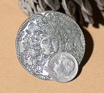 Nickel Silver Classic Medusa 40mm Texture Discs for Pendant or Earrings,  Metalworking Supplies - 2 Pieces