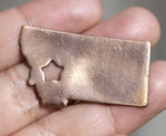 Copper or Brass or Bronze Montana State with Star Chubby Cute Blanks Cutout for Metalworking Stamping Texturing Blank Charm - 4 Pieces