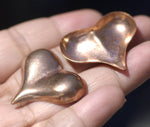 Copper Pointed Heart Domed &Puffed Blanks Cutout for Enameling Metalworking Stamping Blank Texturing