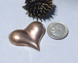 Copper Pointed Heart Domed &Puffed Blanks Cutout for Enameling Metalworking Stamping Blank Texturing