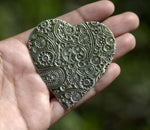 Heart With Paisley Texture Blank Cutout for Metalworking Stamping Texturing Jewelry Making Blanks - 2 pieces