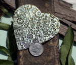 Heart With Paisley Texture Blank Cutout for Metalworking Stamping Texturing Jewelry Making Blanks - 2 pieces