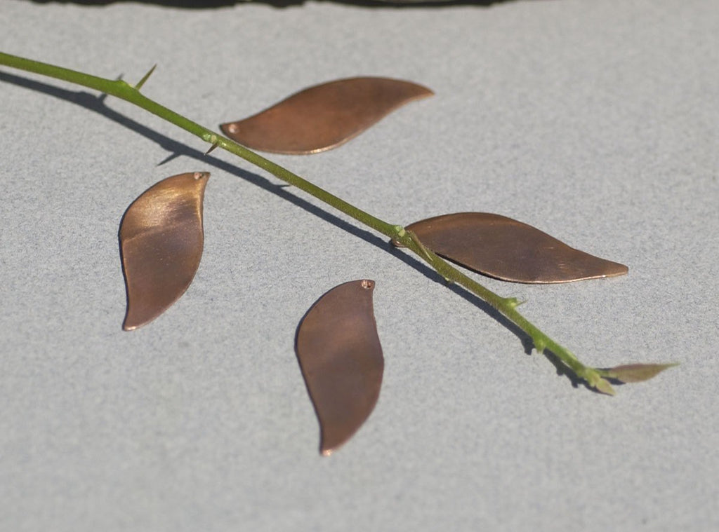 Leaves Flat Greenery Blank Cutout for Enameling Stamping Texturing Blanks Variety of Metals 4 Pieces