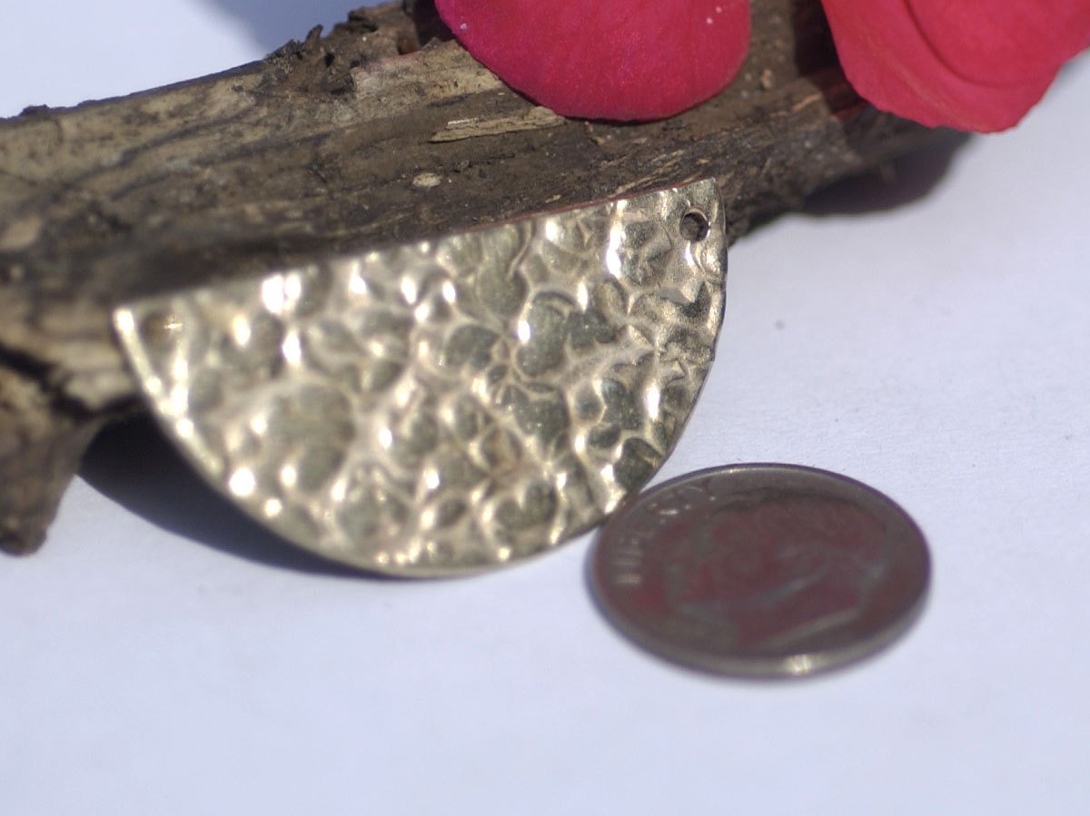 Half Moon Blanks Nickel Silver Antique Hammered Textured With Holes for Blanks Metalwork Stamping Texturing Soldier - 4 pieces