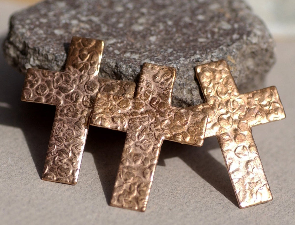 Hammered Religious Cross 36mm x 27mm Blanks Cutout for Enameling Stamping Texturing - 4 pieces