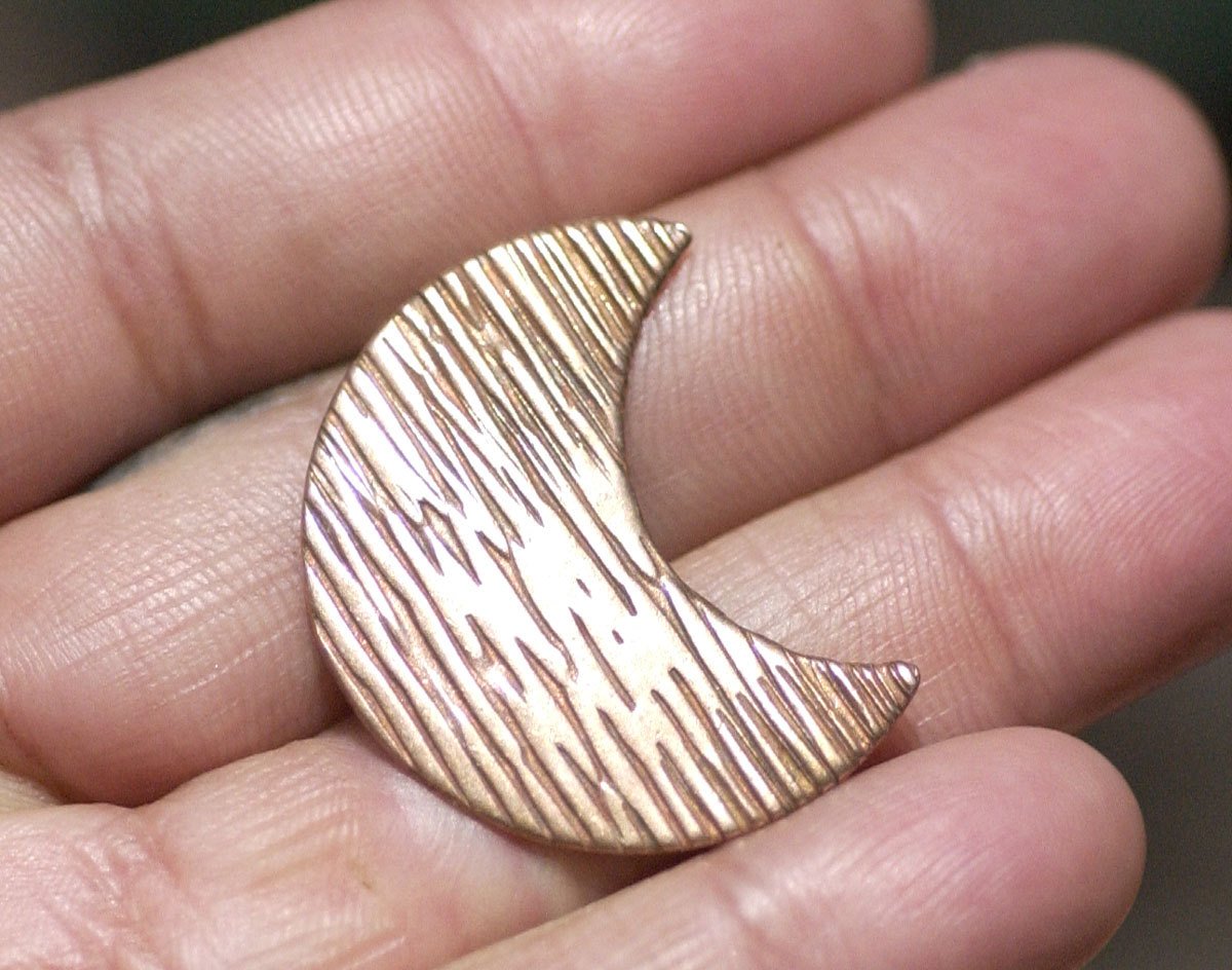 Woodgrain Pattern 29.5mm x 23mm Moon Cheshire for Blanks Enameling Stamping Texturing Soldering Variety of Metals