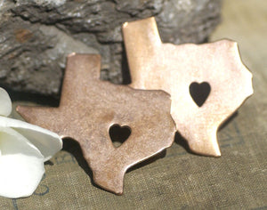 Texas State with Tiny Long Heart Cute Blanks Cutout for Metalworking Stamping Texturing Blank Variety of Metals