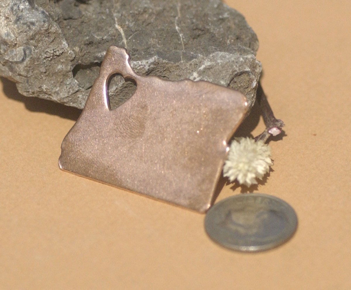 Oregon State Cutout Tiny Long Heart Blanks for Enameling Metalworking Stamping Texturing Blank Vaiety of Metals