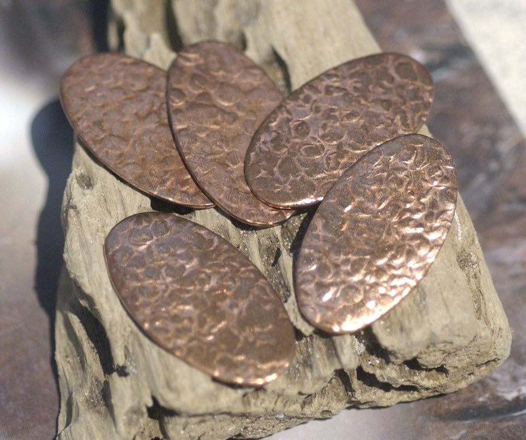 Oval Antique Hammered Pattern  35mm x 21mm Blanks Shape for Enameling Stamping Texturing Variety of Metals - 6 pieces