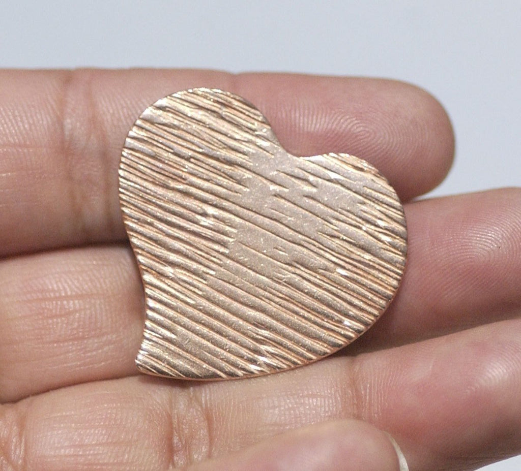 Heart Whimsy 30mm x 32mm Woodgrain-Horizontal Pattern for Enameling Metalworking Stamping Texturing Blanks Variety of Metals