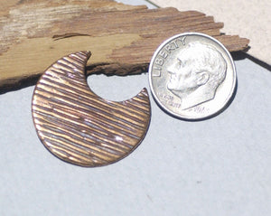 Woodgrain Pattern Moon 22mm x 24mm Blanks Cutout for Enameling Stamping Texturing Variety of Metals