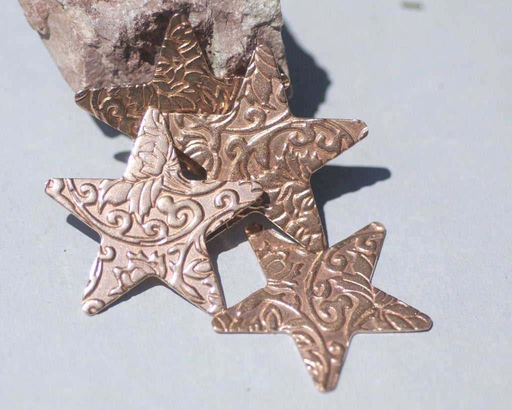 Lotus Flower Pattern Star 30mm 24g Blanks for Metalworking Soldering Stamping Texturing Blank - Variety of Metals